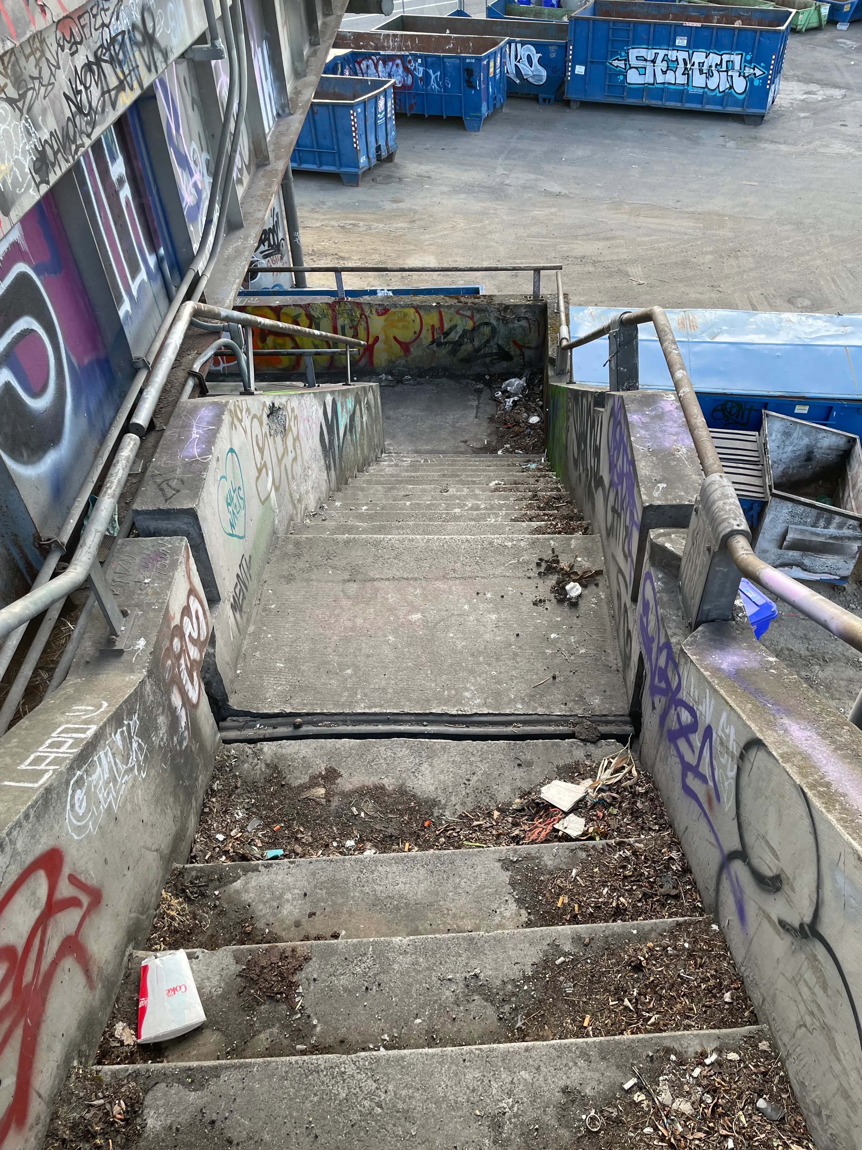 A seedy pedestrian underpass on the Morrison Bridge
